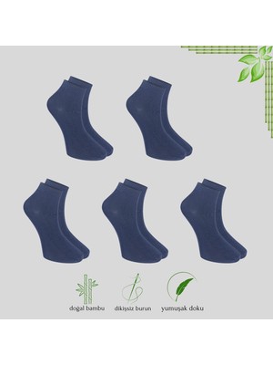 Kral Socks Erkek Patik Düz Desen (5 Çift) Bambu Dikişsiz Hassas Dokuma Parfümlü Kısa Çorap