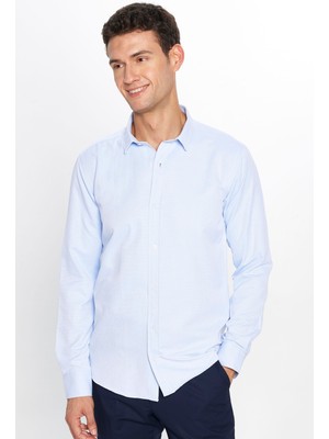 Tudors Modern Slim Fit Pamuklu Kolay Ütü Armürlü Erkek Gömlek