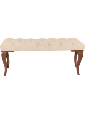 Gazzini Furniture Classic Lükens Gürgen Ayak Chester Model Kapitoneli Krem Bench