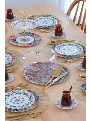 Glore Lusaka Altın Yaldızlı Cam Kek Fanusu