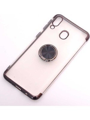 ZORE Galaxy M20 Kılıf Zore Gess Kenarları Renkli Yüzük Aparatlı Kılıf