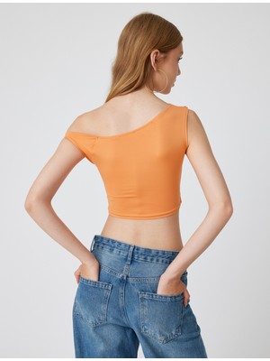 Koton Kayık Yaka Crop Üst Kolsuz Slim Fit