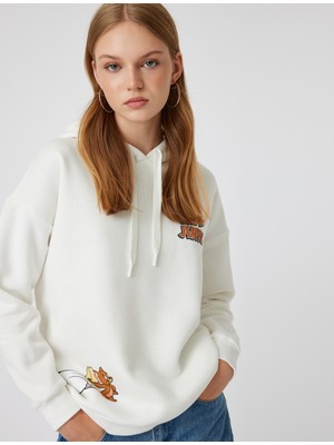 Koton Tom ve Jerry Oversize Kapüşonlu Sweatshirt Lisanslı Arkası Baskılı