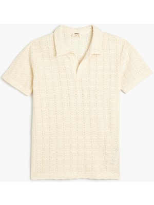 Koton Polo Yaka Tişört Ajurlu Kısa Kollu