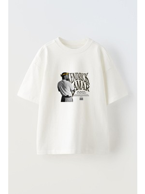 Youwinner Endrıck Amar Tasarım Baskılı Pamuk Beyaz Oversize T-Shirt