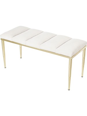 Gazzini Furniture Vesta Gold Puf Dilimli Model Metal Ayaklı Bench