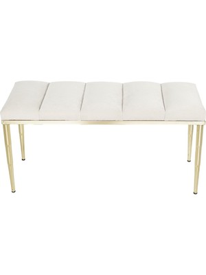 Gazzini Furniture Vesta Gold Puf Dilimli Model Metal Ayaklı Bench