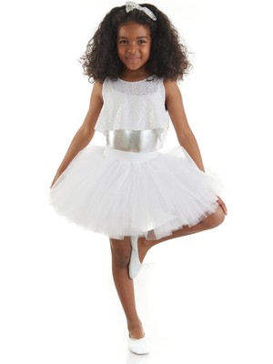 Tameris Kostüm Kız Çocuk Beyaz Hip Hop Dans Kostümü - 23 Nisan Kıyafetleri