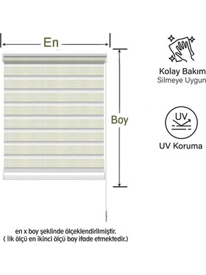 Mekstor Düz Geniş Pliseli Krem Zebra Perde