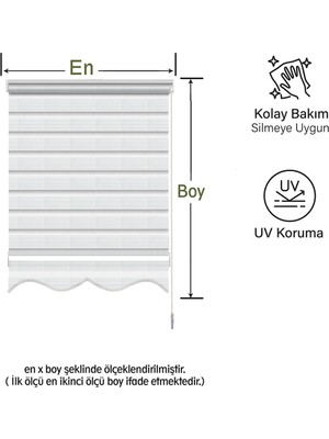 Mekstor Dilimli Geniş Pliseli Beyaz Zebra Perde