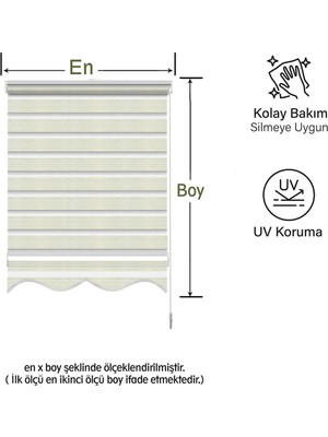 Mekstor Dilimli Geniş Pliseli Krem Zebra Perde