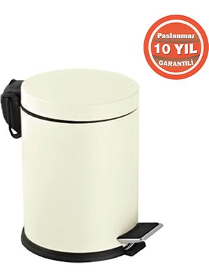 Çelik Banyo 70-143 Paslanmaz Çelik 5 Litre Pedallı Banyo Çöp Kovası Krem