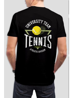 T-35 Tenis Baskılı Siyah Tişört C776