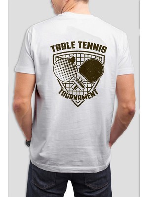 T-35 Table Tennis Baskılı Beyaz Tişört C785