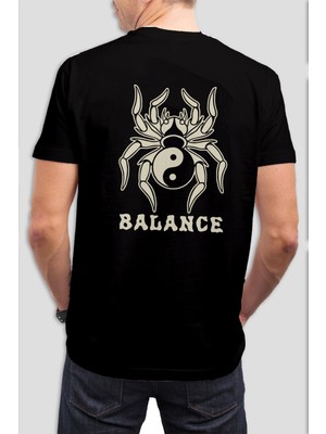 T-35 Balance Baskılı Siyah Tişört C791