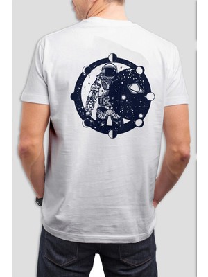 T-35 Astronot Baskılı Beyaz Tişört C798