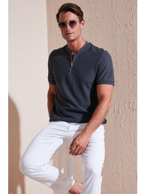 Buratti Pamuklu Regular Fit Yarım Fermuarlı T Shirt Erkek T Shirt 5902653