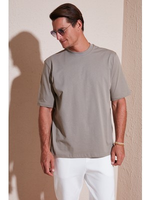 Buratti Pamuklu Oversize Bisiklet Yaka Basic T Shirt Erkek T Shirt 5902365