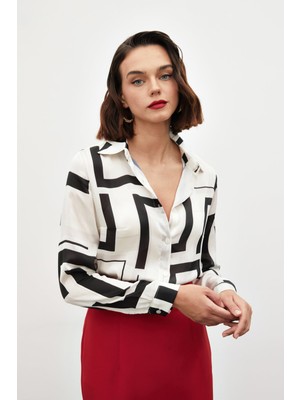 Sateen Yanları Yırtmaçlı Gömlek - Siyah