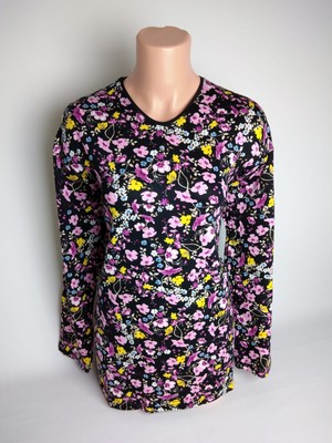 Yaşar Triko Kadın Siyah Lila V Yaka Uzun Kollu Yanları Yırtmaçlı Yazlık Viskon Likralı Anne Penye Tişört Bluz