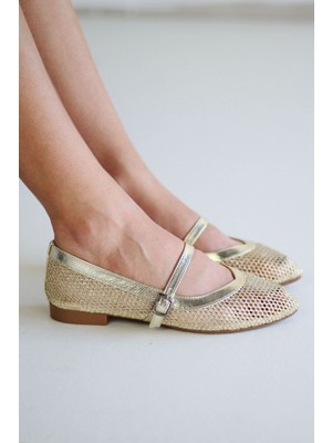 Mida Shoes Ysunny Gold Fileli Kadın Babet