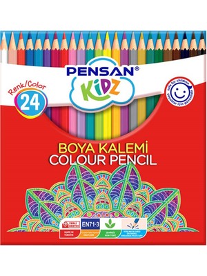 Pensan Kidz Kuru Boya  Kalemi 24 Renk Tam Boy