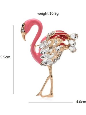 Punky Store Pembe Taşlı Flamingo Broş