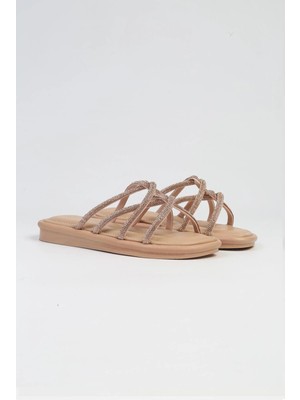 Pierre Cardin PC-5104 Taşlı Bej Kadın Terlik