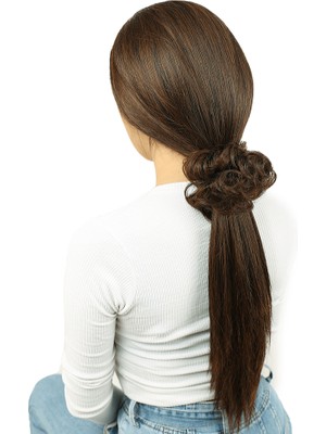 Colezium Fiber Sentetik Lastikli Topuz Toka / Kahve Karamel /  (CLZ175)