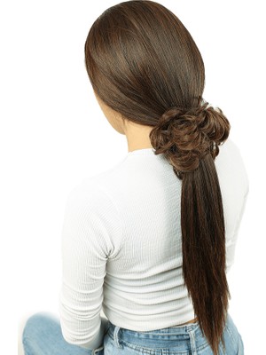 Colezium Fiber Sentetik Lastikli Topuz Toka / Karamel /  (CLZ175)