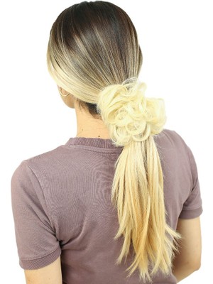 Colezium Fiber Sentetik Lastikli Topuz Toka / Platin /  (CLZ175)