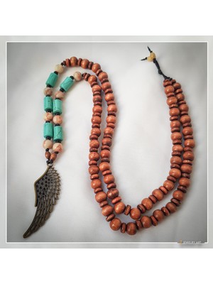 Z Jewelry Art Ramada - El Yapımı Etnik Otantik Bohem Kadın Erkek Kanat Kolye