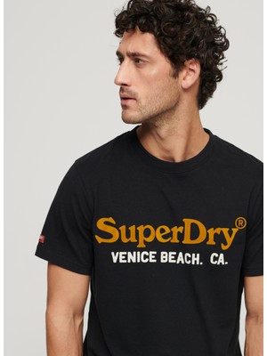 Superdry Bisiklet Yaka Baskılı Siyah Erkek T-Shirt M1011894A9RN_VENUE Duo Logo T Shırt