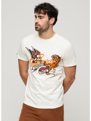 Superdry Bisiklet Yaka Baskılı Beyaz Erkek T-Shirt M1011978A71D_TATTOO Scrıpt T Shırt