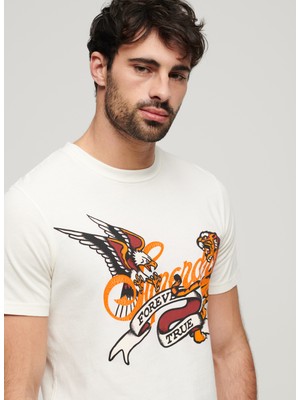 Superdry Bisiklet Yaka Baskılı Beyaz Erkek T-Shirt M1011978A71D_TATTOO Scrıpt T Shırt