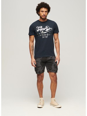 Superdry Bisiklet Yaka Baskılı Lacivert Erkek T-Shirt M1011901AJWV_METALLIC Workwear Grap