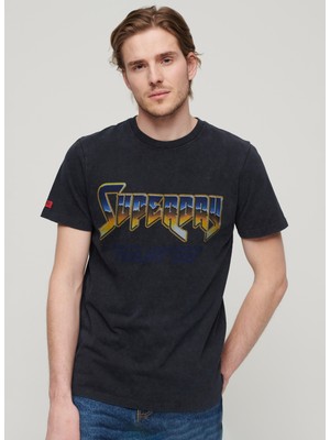 Superdry Bisiklet Yaka Baskılı Siyah Erkek T-Shirt M1011981A02A_ROCK Graphıc Band Tee