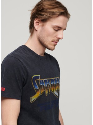 Superdry Bisiklet Yaka Baskılı Siyah Erkek T-Shirt M1011981A02A_ROCK Graphıc Band Tee