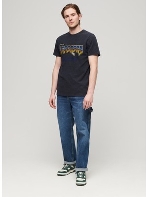 Superdry Bisiklet Yaka Baskılı Siyah Erkek T-Shirt M1011981A02A_ROCK Graphıc Band Tee