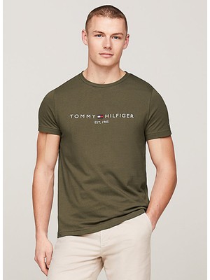 Tommy Hilfiger Bisiklet Yaka Haki Erkek T-Shirt MW0MW11797RBN