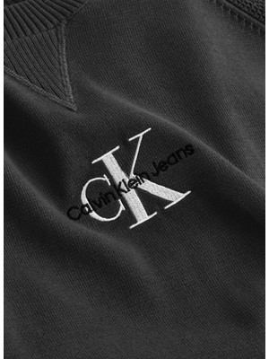 Calvin Klein Jeans Bisiklet Yaka Regular Fit Nakışlı Siyah Erkek Kazak J30J325671BEH Monologo Sweater