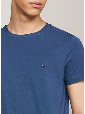 Tommy Hilfiger Bisiklet Yaka Mavi Erkek T-Shirt MW0MW10800DBZ