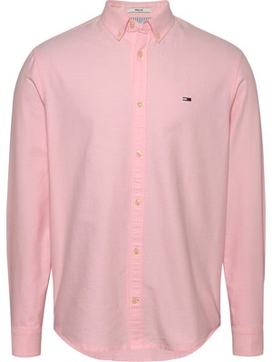 Tommy Jeans Regular Fit Pembe Nakışlı Erkek Gömlek DM0DM19134THA Entry Reg Oxford