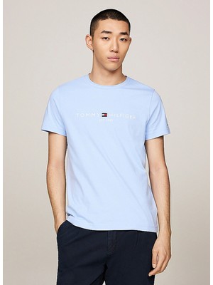 Tommy Hilfiger Bisiklet Yaka Mavi Erkek T-Shirt MW0MW11797C1Z