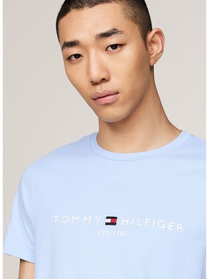 Tommy Hilfiger Bisiklet Yaka Mavi Erkek T-Shirt MW0MW11797C1Z