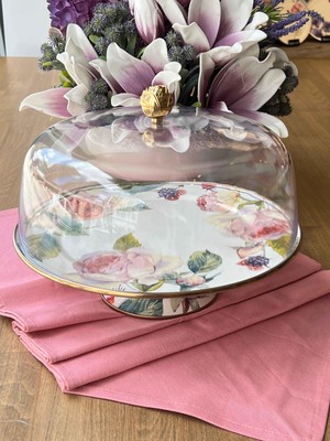 Rossev Rose Emaye Ayaklı Kek Fanusu