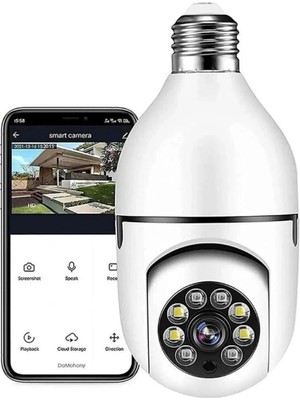 ATAsoft Atasoft Ampul Kamera Harekete Duyarlı Gece Görüşlü Kablosuz Bebek Izleme Kamerası Güvenlik Akıllı Wifi Kamera BLM07