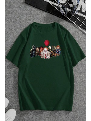 Only Trendwear  Korku Karakterleri Baskılı Unisex Oversize Tshirt