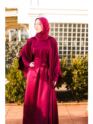 Harika Wear Koyu Fuşya Ipek Abaya