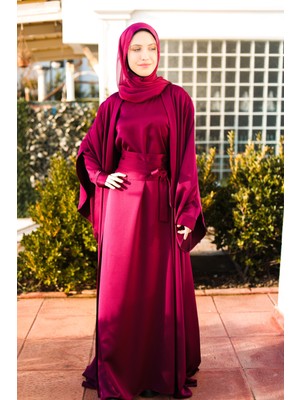 Harika Wear Koyu Fuşya Ipek Abaya